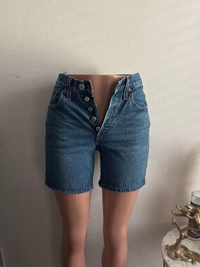 Levi's Mid-Rise Button-Fly Denim Shorts in Blue